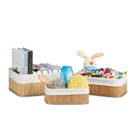 Relaxdays Bamboo Shelf Basket Set