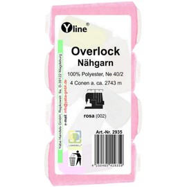 Pack of 4 spools of overlock sewing thread, pink, a. 2743 m, NE 40/2, 100% polyester, sewing thread, sewing machine thread, 2935