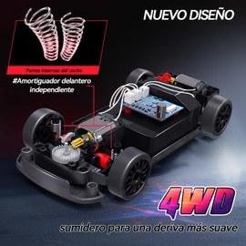 Coche De Drift Teledirigido, Modelo a Escala 1:24, Con Luces LED, Vehículo Teledirigido De Alta Velocidad Con Tracción a Las Cuatro Ruedas Y 20 Km/H, Equipado Con Neumáticos De Drift. (Gris-GTR)