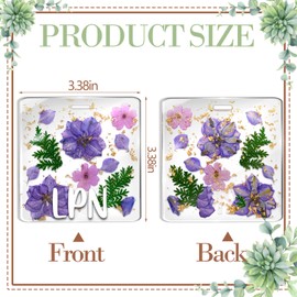 SEEVOR LPN Badge Buddy Flower Nurse Name Badge Resin Flower Badge Buddy Horizontal Badge Identification Tags for LPN Nurse (Purple LPN)