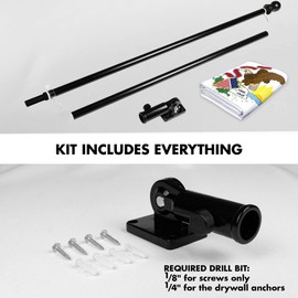 G128 Combo Pack: 6 Ft Aluminum Spinning Flagpole (Black) & Illinois IL State Flag 3x5 Ft, LiteWeave Pro Series Printed 150D Polyester | Pole with Flag Included