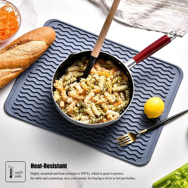 Silicone Dish Drying Mat, Non-Slip Easy Clean Sink Mat Large