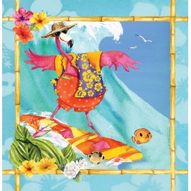 Creative Converting Solid Plastic Banquet Table Cover with Border Print, Flamingo Fun