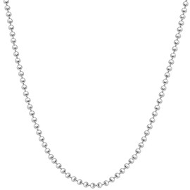 Savlano 925 Sterling Silver Italian 2.3mm Solid Bead Ball Dog Tag Chain Necklace Comes With Gift Box for Women & Men - Made in Italy (18, 2.3mm)
