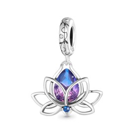 GNOCE Lotus Flower Pendant Charms for Bracelet/Necklace 925 Sterling Silver Dangle Charms for Women Girls Wife Daughter Jewelry Gift