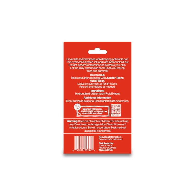 Just For Teens Watermelon Scented Pimple Patches, 36 Count, 18