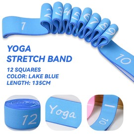 Yoga Stretching Strap, Stretching Band with 12 Loops, Stretch Band Fitness, Yoga Stretch Band, Yoga Stretch Strap, High Elastic Gymnastics Band for Pilates, Dance, Gymnastics