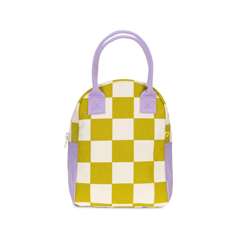 Fluf Zipper Lunch Bag (Various Designs), Gingham Blue