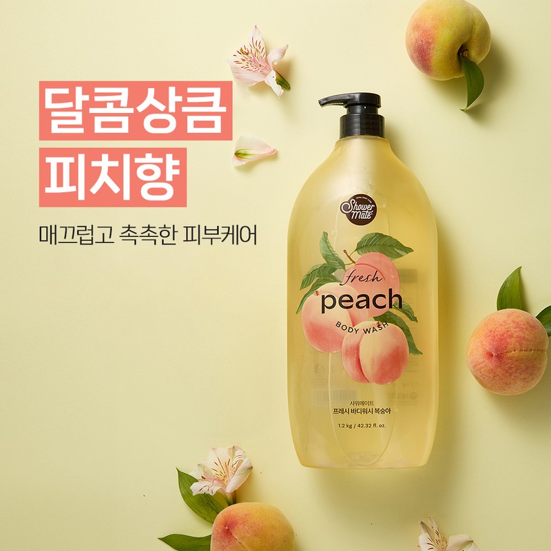 Shower Mate Peach Body Wash Fruit Scent, 1.2kg, 2 Pack
