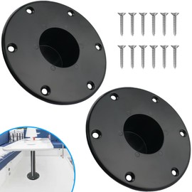 SPNKMJUJ 2 Pack Black RV Table Base Mount Aluminum Camper Table Base Mount with 6 Mounting Holes Floor Mounting Base Includes Mounting Screws