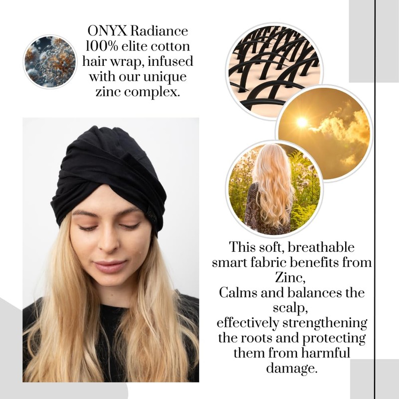ONYX Zinc Infused Head Wrap Black Hair Wrap for women