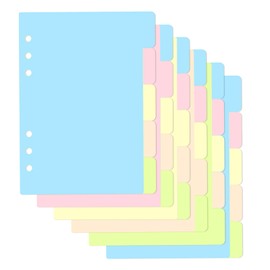 hocadon 30 Sheets/6 Sets A5 Dividers 6 Hole Index A5 Ring Binder Dividers for Folder A5 for Ring Binder, Planner, Notebook (21 x 14 cm)
