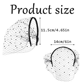 Psyqtsuary Black Mesh Veil 1920s Flapper Fascinator Mesh Veils Headband with Rhinestones Black Funeral-Veil with Rhinestones Bridal Wedding Tea Party Fascinator Veil with Rhinestone for Women