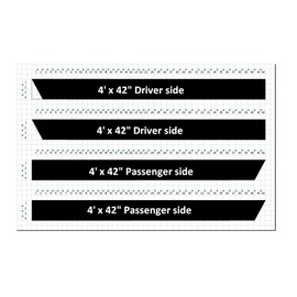 4" x 42" Rear Fender Hash Mark Bars Vinyl Racing Stripes Graphic Decals (Fits Dodge RAM Pickup Truck) - Black Matte