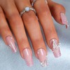 IMSOHOT Glitter Press on Nails Medium Square Fake Nails Pink