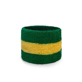 Couver Green/Yellow/Green Stripes Sport Wrist Sweatbands Cotton for Sports & More (1 Pair)