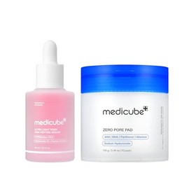 Korean Glow & Pore Refining Skincare Set, Salmon PDRN Peptide Serum with Hyaluronic Acid & Exfoliating Toner Pads, Hydrating, Brightening, Pore Minimizing & Skin Texture Care