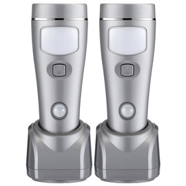 Enhon 2 Pack Rechargeable 4-in-1 LED Emergency Lights, Plug-in Flashlights with Motion Sensor Night Light, Auto-On Power Failure Light for Home, Hurricane, and Outage Supplies