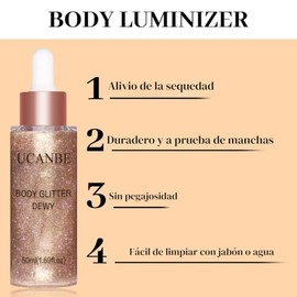 UCANBE Iluminador Corporal con Purpurina Hidratante, Gotas Luminosas y Resplandor Corporal para Mujeres, Regalos (Oro Rosa - 03) | Hydrating Rose Gold