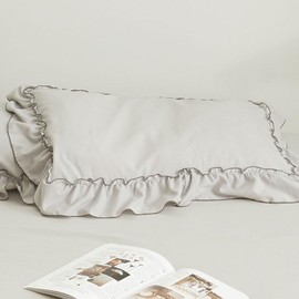 BELLUNA 555722-004 Pillow Case Pillow Case Ruffle Cute Bedding Cover Removable Easy 17 x 24.8 inches (43 x 63 cm), Sweat Absorbent, Peach Skin Processing