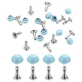HARFINGTON 10Pcs Mini Rivet Studs 4mm Double Cap Leather Rivets Tubular Metal Studs for Clothes Sewing Purse Repair Bag Repair and Decoration, Light Blue