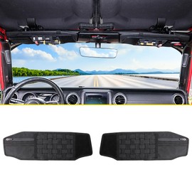 RERPRO Tactical Sun Visor Organizer Visor Storage Compatible with 2018-2025 Jeep Wrangler JL 4XE Gladiator JT Accessories Car Sun Visor Sunglasses Holder Webbing Molle Panel, 2x Driver Passenger