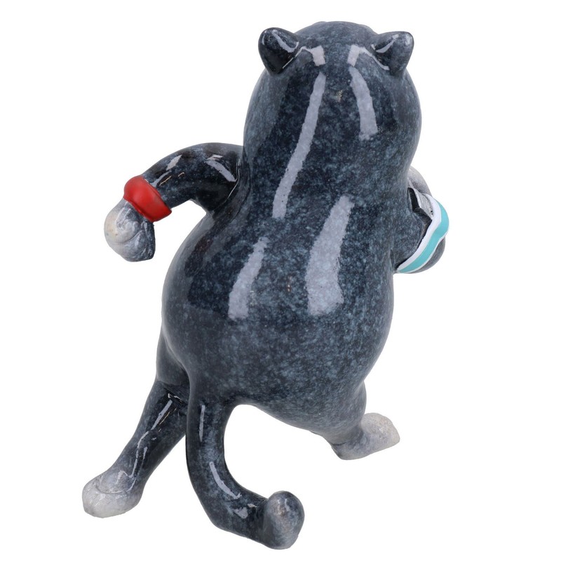 AB Tools Grey Fat Cat Running Jogging Ornament Statue Garden