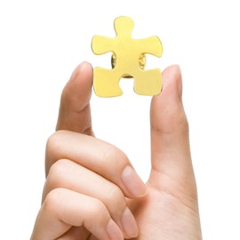 50Pcs Gold Puzzle Piece Pins Bulk Autism Awareness Pin Employee Recognition, Autism Awareness, and Thank You Button Brooch Badge Pin Gifts