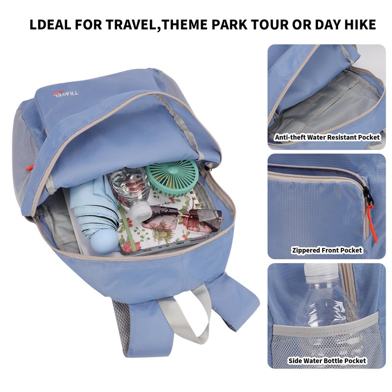 20-35L Lightweight Foldable Backpack, Student Backpack, Small Rucksack Water Resistant