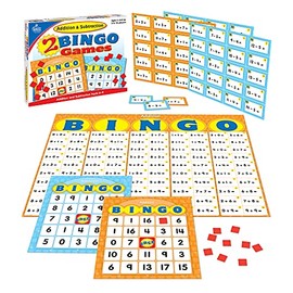Carson Dellosa Addition and Subtraction Bingo Board Games, Adding and Subtracting Math Facts for Kids Ages 5+, Kindergarten Learning Activities, 3-36 Players