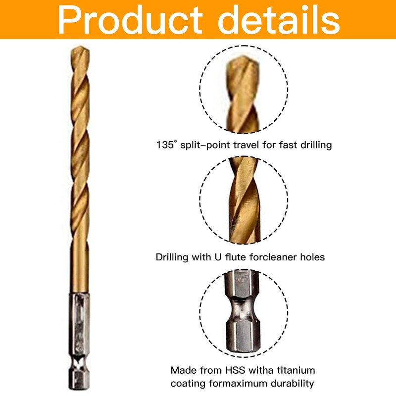 Xrten 26Pcs Titanium Drill Bit Set, 1.5-6.5mm High Speed Steel,