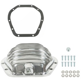 TJHSM Front Finned Polished Aluminum Differential Cover Replacement for 1974-2011 K30/V30/D-600/W-350/F-350