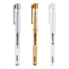 3 Pack White Gold Silver Gel Pens for Colouring 1.0mm Fine Liner Art Pen Ballpoint Gelly Ink Pen Rollerball Highlighter Fineliner for Artists Drawing Sketching Writing Illustration Coloring Paper