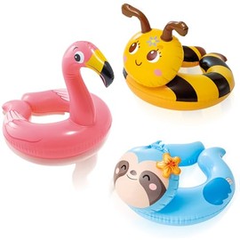 Bee Sloth Flamingo Inflatables Swimming Ring Rubber Rings for Kids,3pcs 55cm Children Inflatable Swim Rings Pool Floats,Inflatable Pool Ring Toy Floaties for Girls Boys Beach Summer Party Water Sport