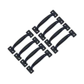 QCAA Garage Door Pull Handle, 6-1/2", Steel, Black Coated, 8 Pack, Made in Taiwan