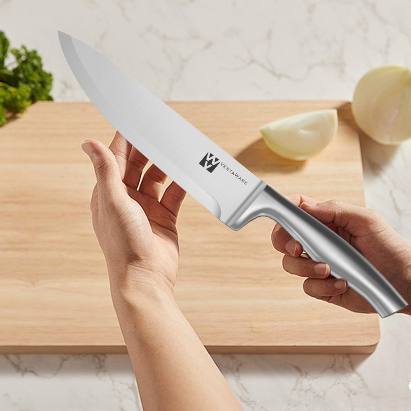 14-Piece Knife Set with Natural Wood Block, Stainless Steel Kitchen