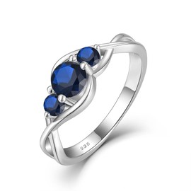 STARCHENIE 3-Stone Sapphire Promise Ring for her 925 Sterling Silver Infinity Wedding Engagement Birthstone Ring for Women Size 8