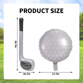 lasuroa 14pcs Golf Balloons Set, 12pcs Round & 2pcs Golf Club Shaped Foil Balloons for Sports Theme Birthday Party Decorations Graduation Baby Shower Event Supplies