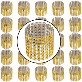HOZEON 200 PCS 5 x 1.57 Inches Rhinestone Gold Napkin Rings, Blink Napkin Rings Buckles for Table Decorations, Wedding, Dinner, Parties, Banquet, and Reception