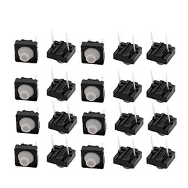 uxcell Push Button Switch, Touch Switch, Instant Tactile Switch, Pin Length 0.3 inches (7.4 mm), Instant 2 Pins, Pack of 20