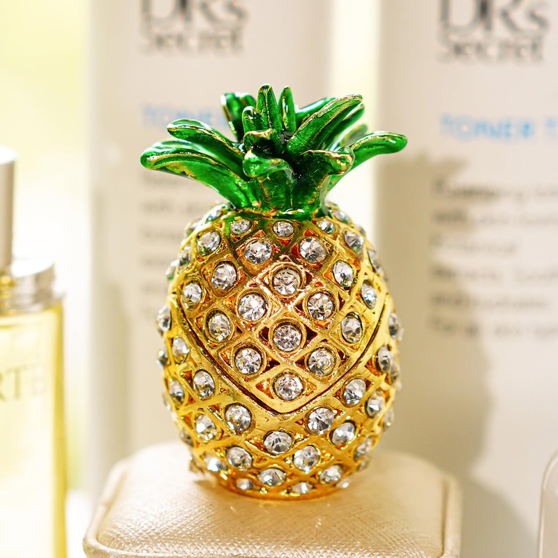 (pineapple) - YUFENG Hinged Trinket Box For Gifts Hand-painted Patterns