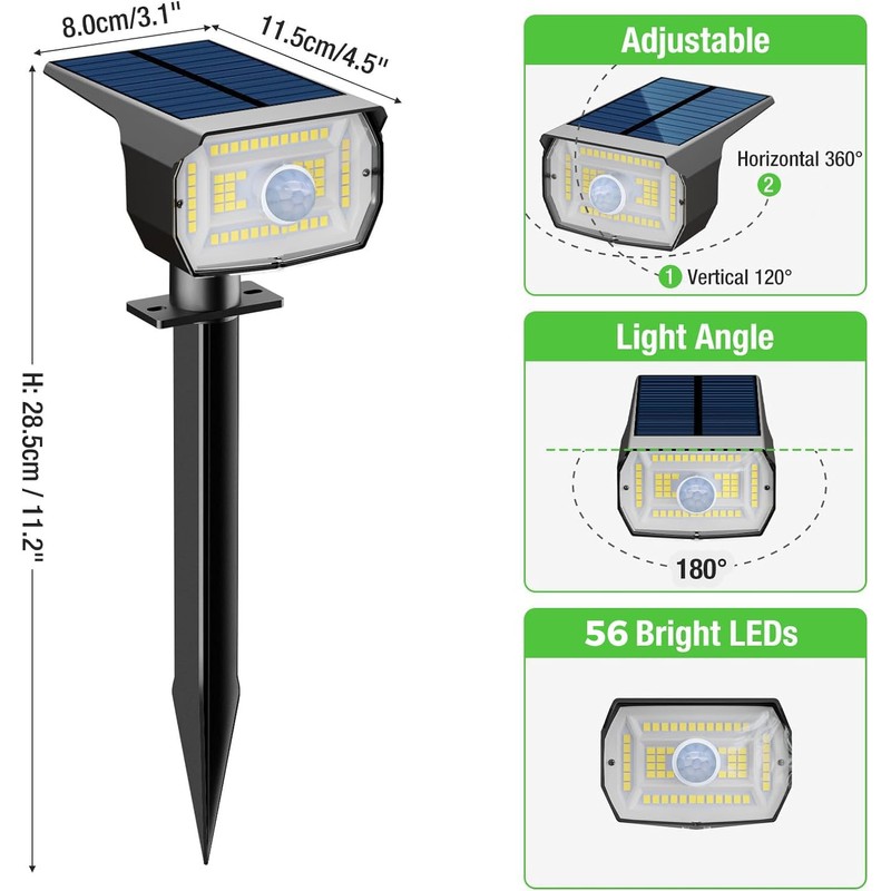 nipify Solar Spot Lights Outdoor Motion Sensor with 3 Modes,