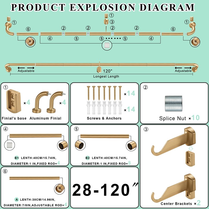 Lwiiom 2 Pack Wrap Around Curtain Rod for Windows 28