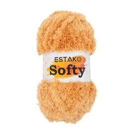 Estako Softy 100% Polyester Fluffy Soft Chunky Bulky Weight #5 Yarn for Crocheting and Knitting 3.52 oz (100 gr) 98 Yds (90 m) (9870 - Honey)