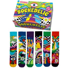United Oddsocks Sockedelic-Box of 6 Funky & Novelty Mix & Match Ankle Socks for Men (UK 6-11 | EUR 39-46). Funny Socks Gift for Men