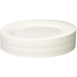 Party Essentials 40-Count Hard Plastic 9" Lunch/Dinner Plates with Swirled Rims, White