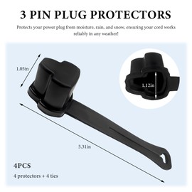 FSTURIOS 4 PCS 3 Prong Plug Protector, Electrical Plug Safety Cap for Engine Block Heater Cord, Weatherproof Outdoor Extension Cord End Cover Protector for 120-Volt Plugs