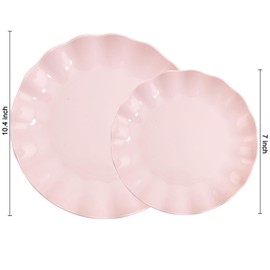 LIYH Love in your heart LIYH 24pcs Pink Plates Reusable, Pink Plastic Plates Durable and Microwave Dishwasher Safe, Baby Shower Plates, Light Weight Daisy Plastic Plates for Wedding Party Birthday