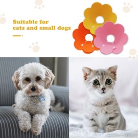Jakonay 3-Piece Cat Recovery Collar Set - Sunflower Neck Cat Cone Anti-Licking Collars to Prevent Biting & Scratching (Pink, Orange, Yellow, S)