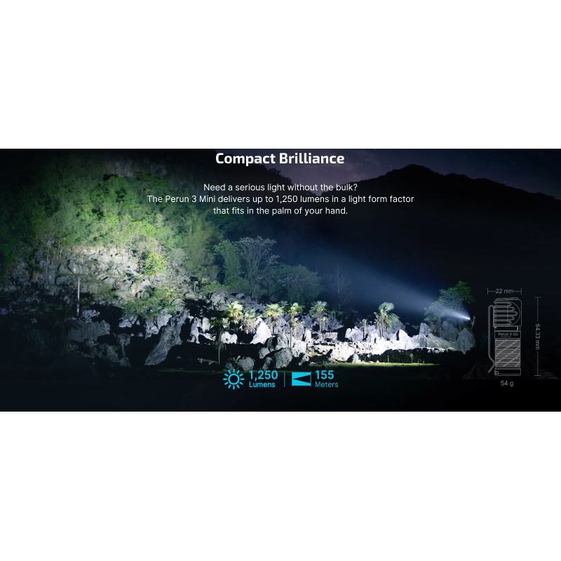 Olight Perun 3 Mini Black CW Headlamp & Flashlight, Red